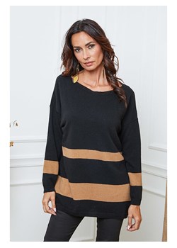 So Cachemire Sweter &quot;Ellev&quot; w kolorze czarno-jasnobrązowym ze sklepu Limango Polska w kategorii Swetry damskie - zdjęcie 187593746