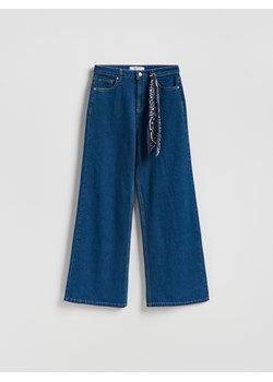 Reserved - Jeansy wide leg z bandaną - granatowy ze sklepu Reserved w kategorii Jeansy damskie - zdjęcie 187594329