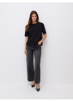 Reserved - Jeansy straight z aplikacjami - czarny ze sklepu Reserved w kategorii Jeansy damskie - zdjęcie 187594486