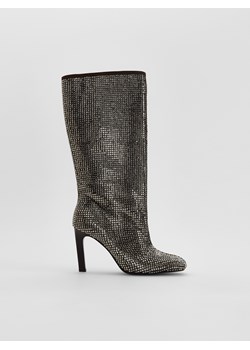 Reserved - Kozaki z błyszczącymi aplikacjami - srebrny ze sklepu Reserved w kategorii Kozaki damskie - zdjęcie 187594638
