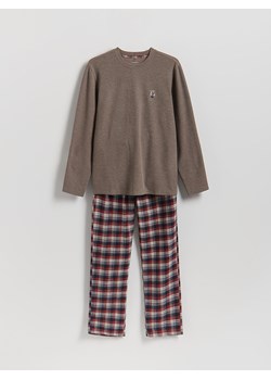 Reserved - Dwuczęściowa piżama z haftem - beżowy ze sklepu Reserved w kategorii Piżamy męskie - zdjęcie 187594676