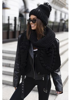 komplet 2- częściowy montana czapka + szalik z motywem serca polski producent j&k premium - czarny ze sklepu STYLOWO w kategorii Komplety czapka i szalik damskie - zdjęcie 187595388