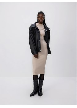 Reserved - Prążkowana sukienka z wiskozą - beżowy ze sklepu Reserved w kategorii Sukienki - zdjęcie 187595726