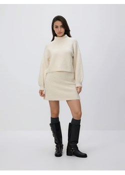 Reserved - Dzianinowa spódnica mini - kremowy ze sklepu Reserved w kategorii Spódnice - zdjęcie 187595808