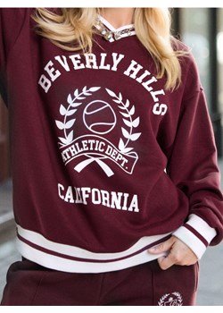 Sinsay - Bluza crewneck z nadrukiem - bordowy ze sklepu Sinsay w kategorii Bluzy damskie - zdjęcie 187597349