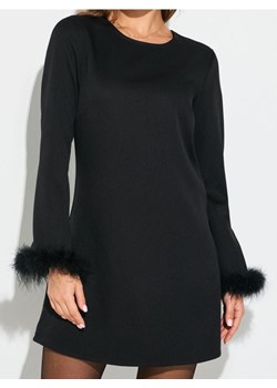 Sinsay - Sukienka mini z ozdobnym futerkiem - czarny ze sklepu Sinsay w kategorii Sukienki - zdjęcie 187597479
