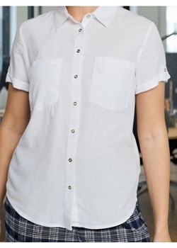 Sinsay - Wiskozowa koszula z krótkim rękawem - biały ze sklepu Sinsay w kategorii Koszule damskie - zdjęcie 187597486