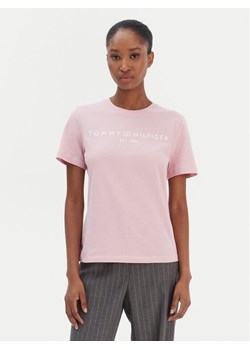 Tommy Hilfiger T-Shirt Logo WW0WW40276 Różowy Regular Fit ze sklepu MODIVO w kategorii Bluzki damskie - zdjęcie 187598468