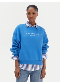 Tommy Hilfiger Bluza Corp Logo WW0WW47831 Niebieski Regular Fit ze sklepu MODIVO w kategorii Bluzy damskie - zdjęcie 187598475