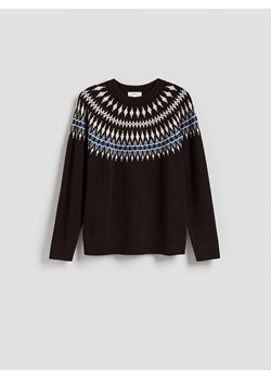 Reserved - Sweter z wełną - ciemnobrązowy ze sklepu Reserved w kategorii Swetry męskie - zdjęcie 187599649