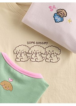 Reserved - T-shirt z haftem Boffie & Poko - beżowy ze sklepu Reserved w kategorii Bluzki dziewczęce - zdjęcie 187599657