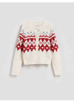 Reserved - Wzorzysty kardigan - czerwony ze sklepu Reserved w kategorii Swetry damskie - zdjęcie 187599676