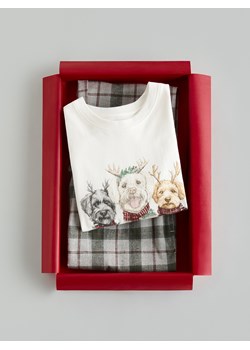 Reserved - Dwuczęściowa piżama z motywem świątecznym - złamana biel ze sklepu Reserved w kategorii Piżamy męskie - zdjęcie 187599859