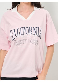 Sinsay - Bawełniana koszulka z napisem - różowy ze sklepu Sinsay w kategorii Bluzki damskie - zdjęcie 187600857