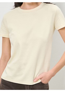 Sinsay - Bawełniana koszulka z krótkim rękawem - kremowy ze sklepu Sinsay w kategorii Bluzki damskie - zdjęcie 187600888