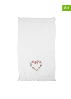 Clayre &amp; Eef Ręczniki (2 szt.) w kolorze biało-jasnoróżowym dla gości - 66 x 40 cm ze sklepu Limango Polska w kategorii Ręczniki - zdjęcie 187601447