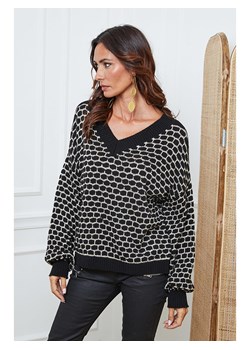 So Cachemire Sweter &quot;Azul&quot; w kolorze beżowo-czarnym ze sklepu Limango Polska w kategorii Swetry damskie - zdjęcie 187601627