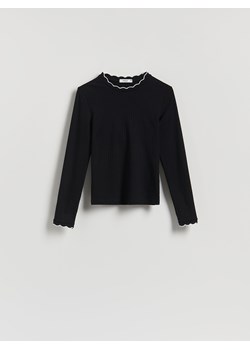 Reserved - Bluzka z kontrastową lamówką - czarny ze sklepu Reserved w kategorii Bluzki damskie - zdjęcie 187602969