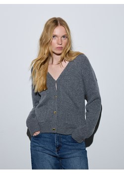 Reserved - Wełniany kardigan - szary ze sklepu Reserved w kategorii Swetry damskie - zdjęcie 187603016