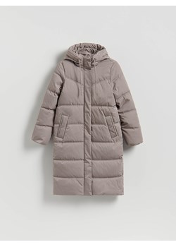 Reserved - Długa kurtka z kapturem - beżowy ze sklepu Reserved w kategorii Kurtki damskie - zdjęcie 187603057