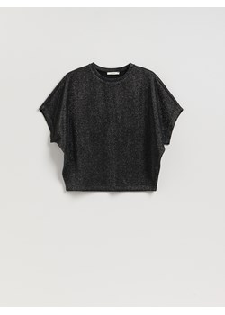 Reserved - T-shirt z metalizowaną nicią - czarny ze sklepu Reserved w kategorii Bluzki damskie - zdjęcie 187603115