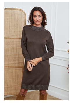 So Cachemire Sukienka dzianinowa &quot;Linoa&quot; w kolorze brązowym ze sklepu Limango Polska w kategorii Sukienki - zdjęcie 187603485