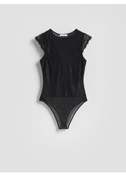 Reserved - Siateczkowe body z koronką - czarny ze sklepu Reserved w kategorii Body damskie - zdjęcie 187604467