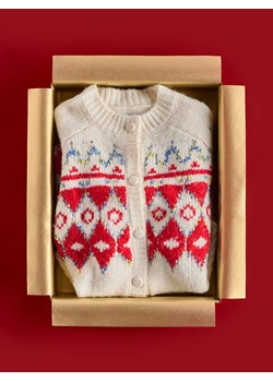 Reserved - Wzorzysty kardigan - czerwony ze sklepu Reserved w kategorii Swetry damskie - zdjęcie 187604477