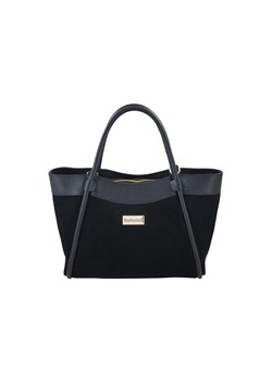 Elegancka torebka ze skóry zamszowej - Czarna ze sklepu butyolivier w kategorii Kuferki - zdjęcie 187604909