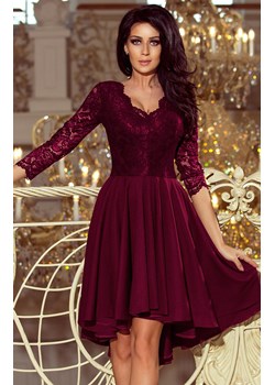 210-13 Nicolle sukienka z koronkowym dekoltem, Kolor bordowy, Rozmiar S, Numoco ze sklepu Primodo w kategorii Sukienki - zdjęcie 187605367