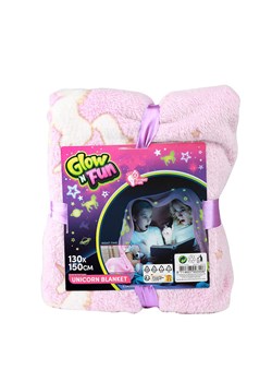 Toi-Toys Koc &quot;Unicorn&quot; w kolorze jasnoróżowym świecący w ciemności - 130 x 150 cm ze sklepu Limango Polska w kategorii Tekstylia - zdjęcie 187605408