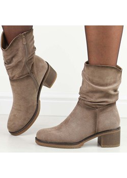 Beżowe botki damskie na obcasie Potocki 51303 ze sklepu suzana.pl w kategorii Botki - zdjęcie 187606796