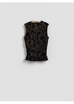 Reserved - Siateczkowy top z haftem - czarny ze sklepu Reserved w kategorii Bluzki damskie - zdjęcie 187606957