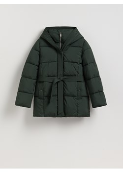 Reserved - Pikowana kurtka z wiązaniem - zielony ze sklepu Reserved w kategorii Kurtki damskie - zdjęcie 187606968