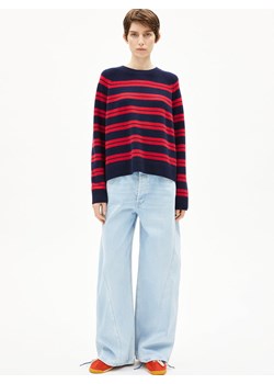 ARMEDANGELS Damski wełniany sweter z dzianiny - Liliriaa Kobiety Wełna granatowy w paski ze sklepu vangraaf w kategorii Swetry damskie - zdjęcie 187607055