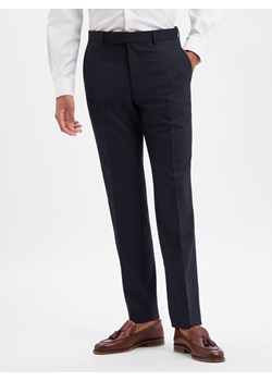 BOSS Spodnie z zawartością wełny - Leon Mężczyźni Regular Fit granatowy wzorzysty ze sklepu vangraaf w kategorii Spodnie męskie - zdjęcie 187607096