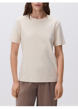 Reserved - T-shirt z bawełny merceryzowanej - beżowy ze sklepu Reserved w kategorii Bluzki damskie - zdjęcie 187607628