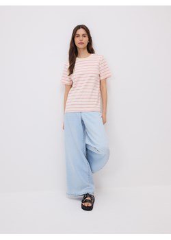 Reserved - T-shirt z bawełny merceryzowanej - brudny róż ze sklepu Reserved w kategorii Bluzki damskie - zdjęcie 187607646