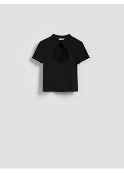 Reserved - T-shirt z ozdobnym dekoltem - czarny ze sklepu Reserved w kategorii T-shirty męskie - zdjęcie 187607815