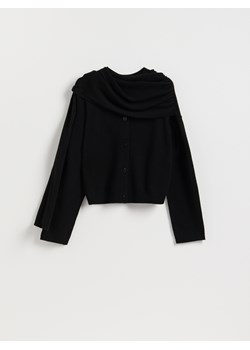 Reserved - Kardigan z szalem z wełną - czarny ze sklepu Reserved w kategorii Swetry damskie - zdjęcie 187607886