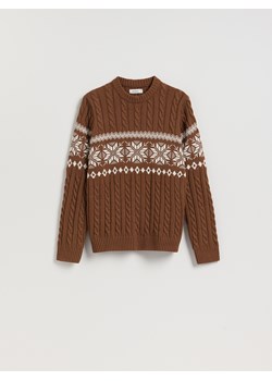 Reserved - Sweter z warkoczowym splotem - brązowy ze sklepu Reserved w kategorii Swetry męskie - zdjęcie 187608087