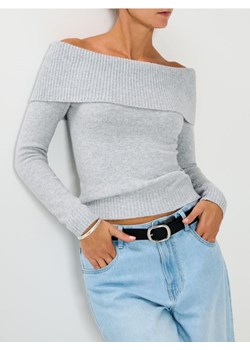 Sinsay - Sweter z dekoracyjnym dekoltem - szary ze sklepu Sinsay w kategorii Swetry damskie - zdjęcie 187609935
