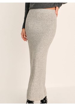 Sinsay - Prążkowana spódnica maxi z domieszką wełny - szary ze sklepu Sinsay w kategorii Spódnice - zdjęcie 187609969