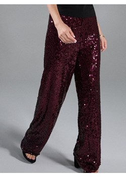 Sinsay - Spodnie wide leg z błyszczącymi cekinami - bordowy ze sklepu Sinsay w kategorii Spodnie damskie - zdjęcie 187610076
