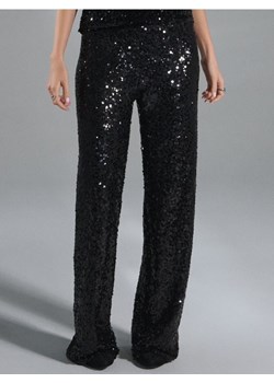 Sinsay - Spodnie wide leg z błyszczącymi cekinami - czarny ze sklepu Sinsay w kategorii Spodnie damskie - zdjęcie 187610077