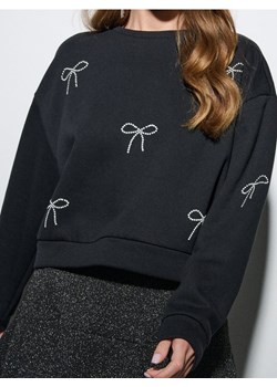 Sinsay - Bluza crewneck ze wzorem w kokardy - czarny ze sklepu Sinsay w kategorii Bluzy damskie - zdjęcie 187610175
