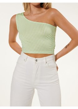 Sinsay - Crop top na jedno ramię w kratę - zielony ze sklepu Sinsay w kategorii Bluzki damskie - zdjęcie 187610177