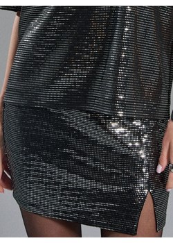 Sinsay - Spódnica mini z połyskiem - srebrny ze sklepu Sinsay w kategorii Spódnice - zdjęcie 187610205