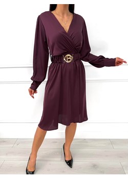 Burgundowa Kopertowa Sukienka ze sklepu ModnaKiecka.pl w kategorii Sukienki - zdjęcie 187610319