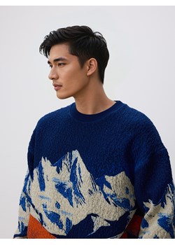 Reserved - Bluza z nadrukiem - granatowy ze sklepu Reserved w kategorii Bluzy męskie - zdjęcie 187611029